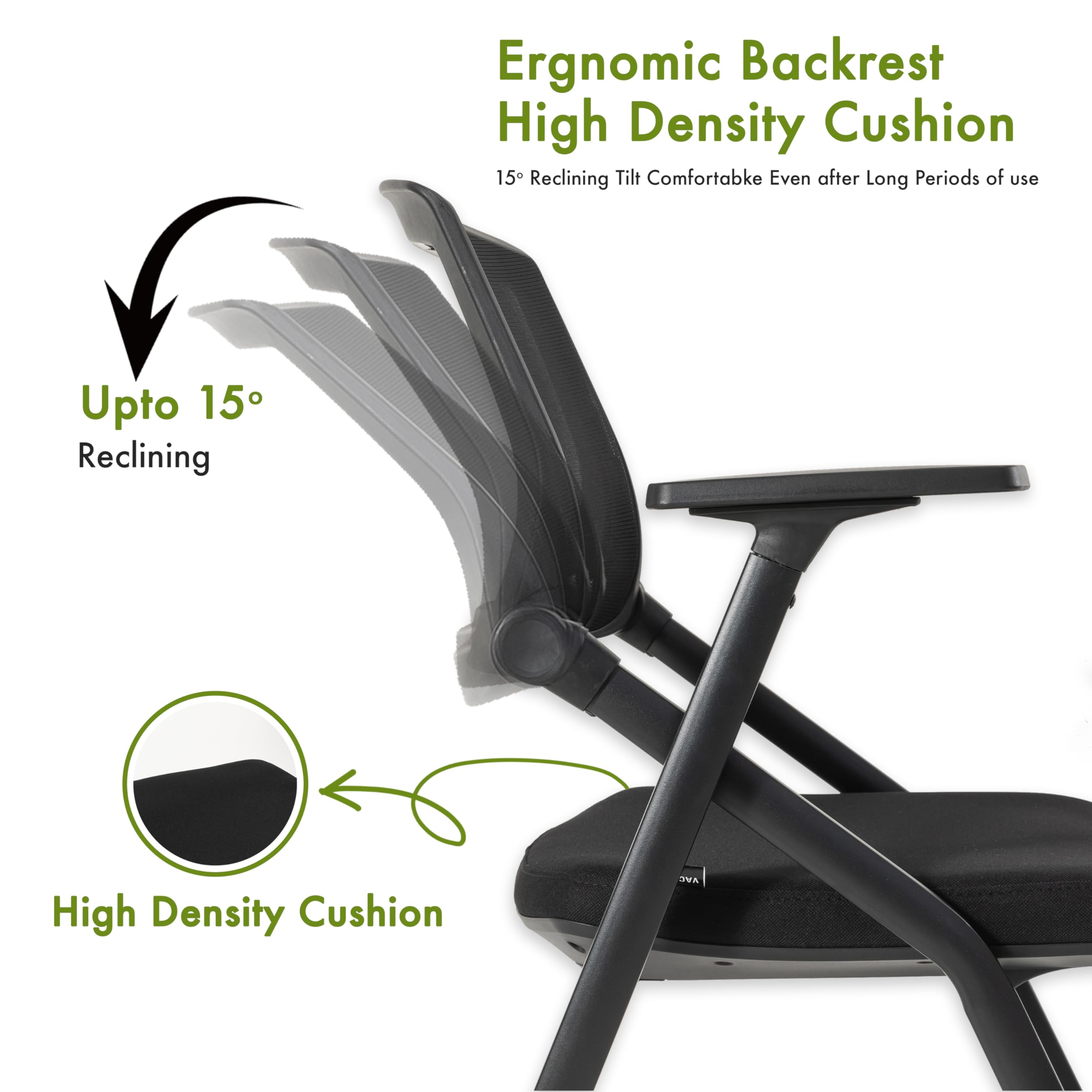10 Pack Black Conference Room Chairs with Wheels & Adjustable Armrests - Foldable Stackable Office Chairs for School, Church, Waiting Room & Meeting Spaces