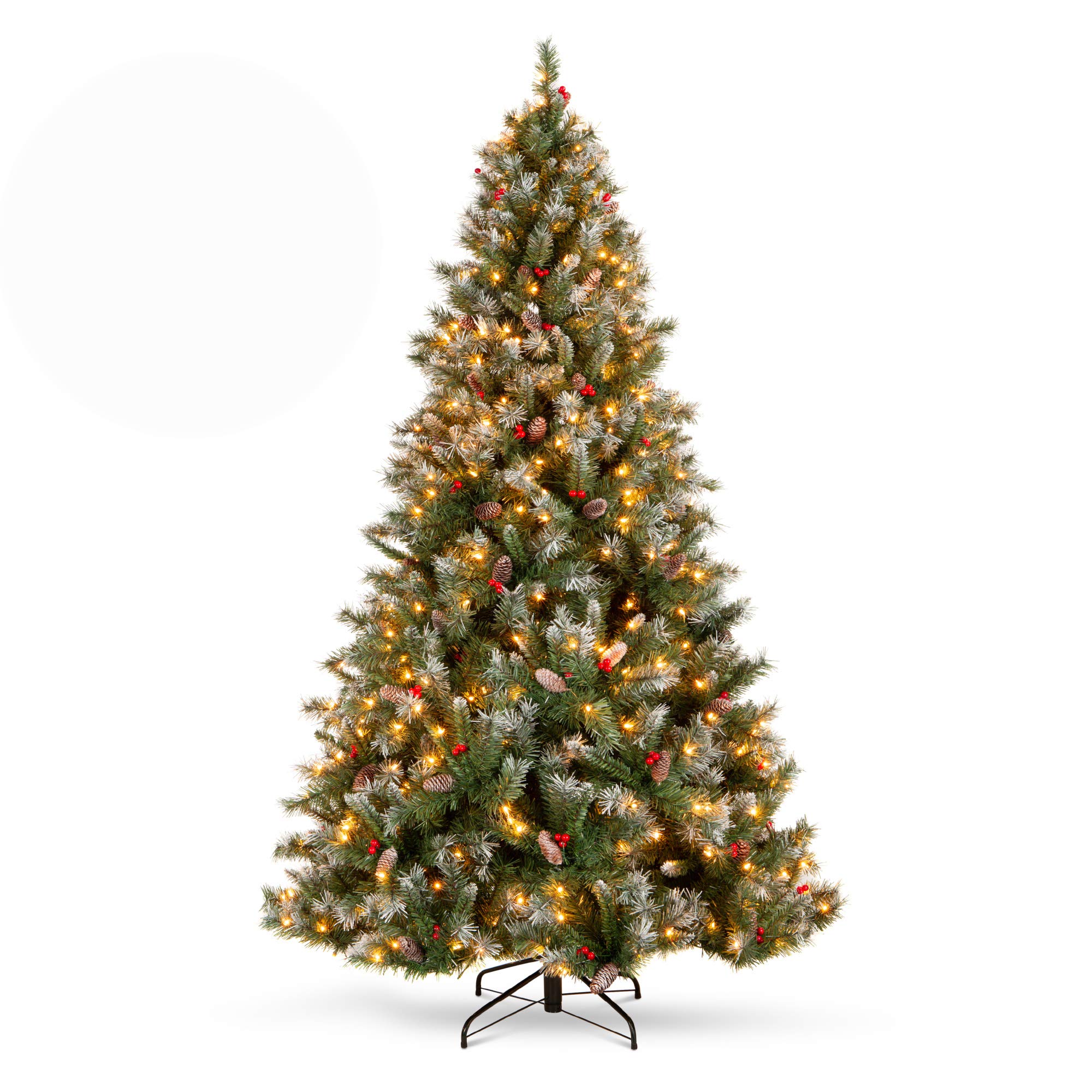 Best Choice Products 6Ft Pre-Lit Artificial Christmas Tree with 818 Flocked Tips, 58 Pine Cones & Berries, 250 Lights - Metal Base - Perfect for Living Room, Office & Holiday Decorations