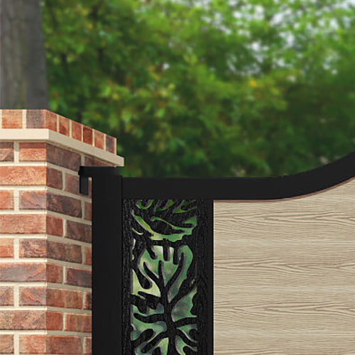 Classic Botanic Curved Top Driveway Gate - Light Oak Finish - End Screen Design - Perfect for Garden Entry, Driveway Security, and Home Aesthetics