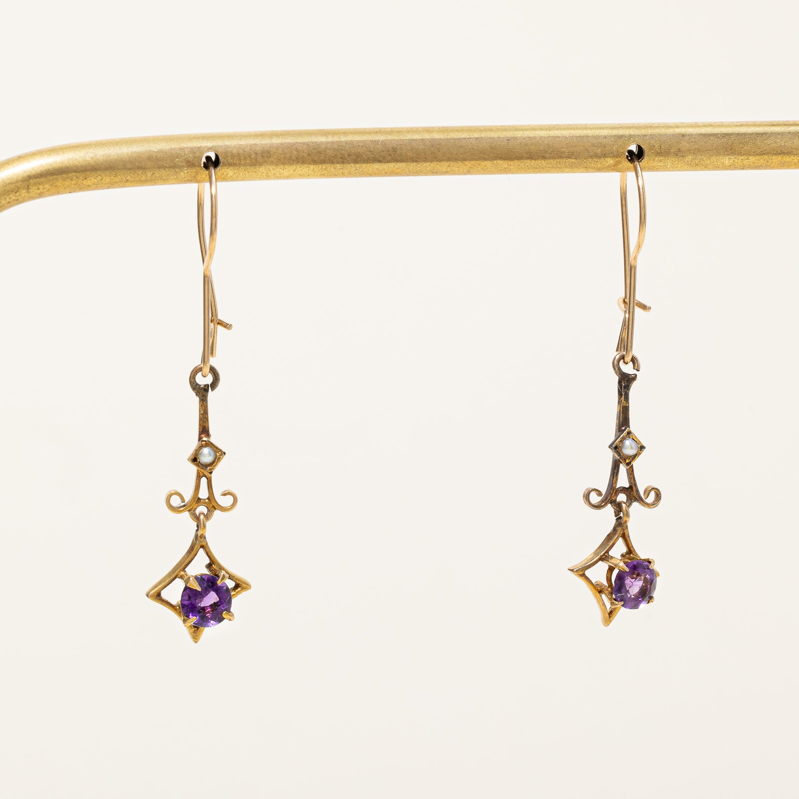 Vintage Amethyst & Pearl Dangle Earrings for Women | 0.75 Carat Total Weight | 925 Sterling Silver | Elegant Jewelry Gift for Wedding, Party & Special Occasions