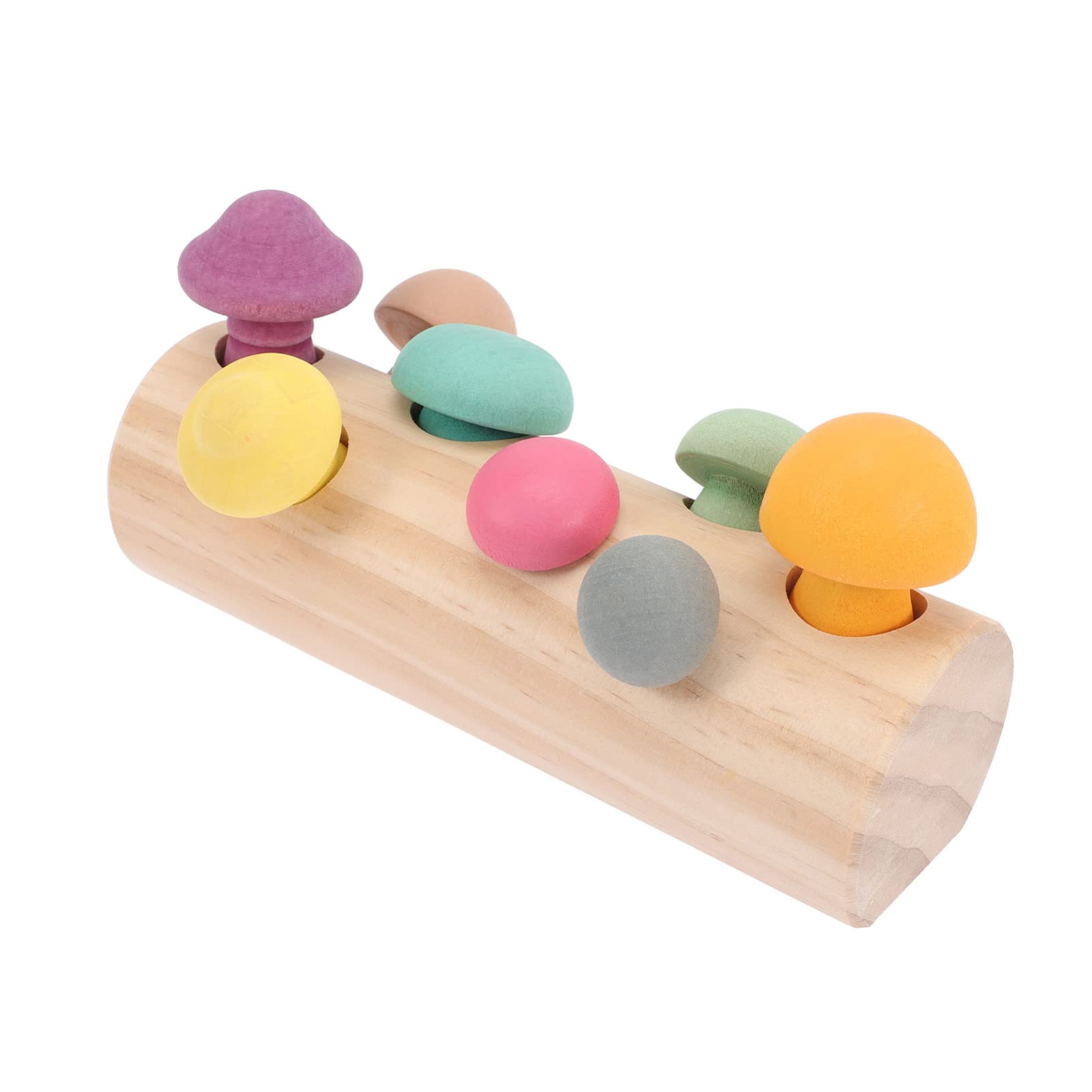 **Rainbow Wooden Mushroom Picking Toys – Colorful Simulation Mushroom Blocks with Wooden Cylinder Base – Shape Sorting Game for Preschool Kids & Toddlers – Educational Montessori Toys for Early Learning – Perfect for Playtime, Classroom & Sensory Development**
