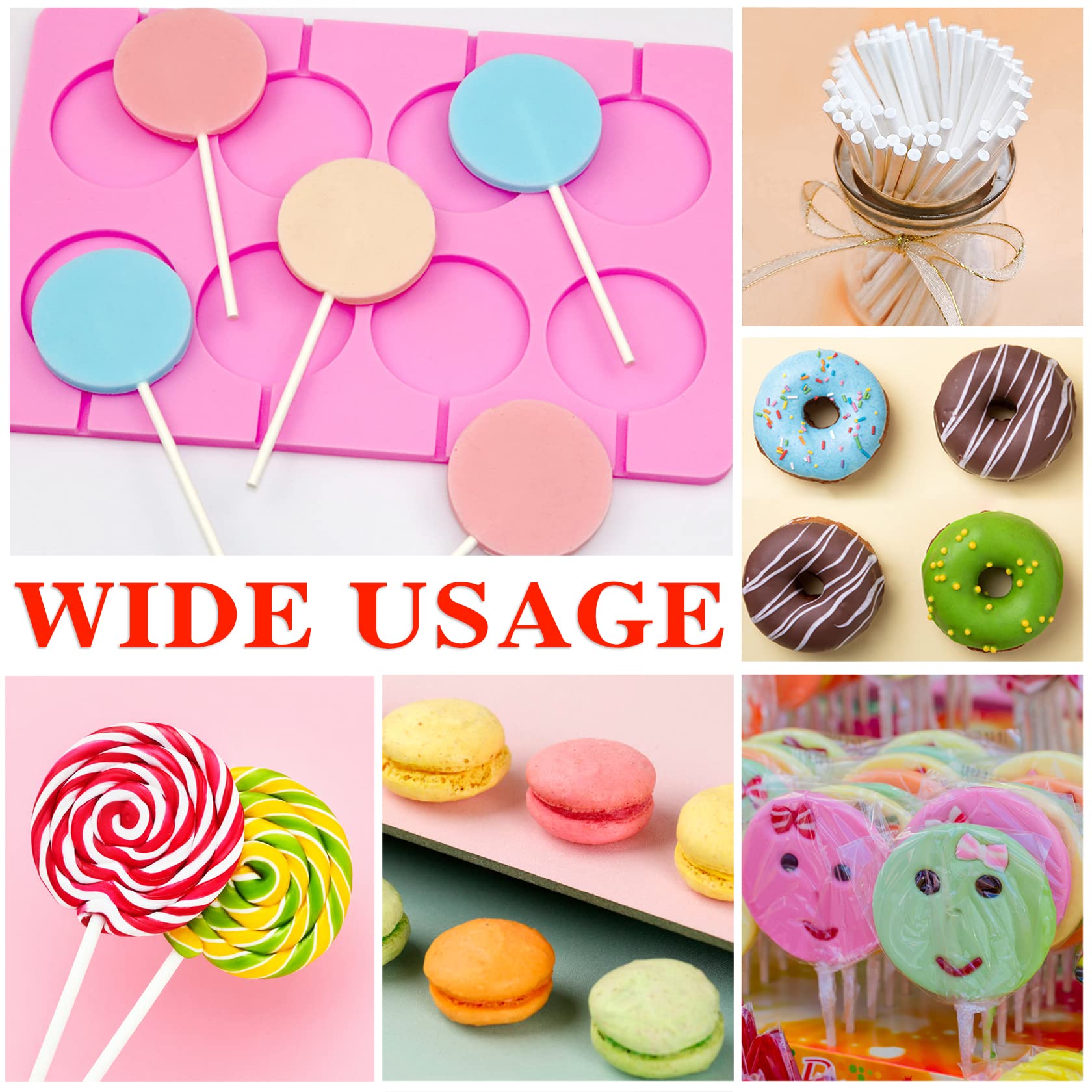 Premium Silicone Lollipop Molds Set - 2x8 Round Nonstick Candy Molds with 20 Sticks for DIY Hard Candies, Chocolates, Jellies & Baking | Perfect for Homemade Treats, Party Favors & Gift Making