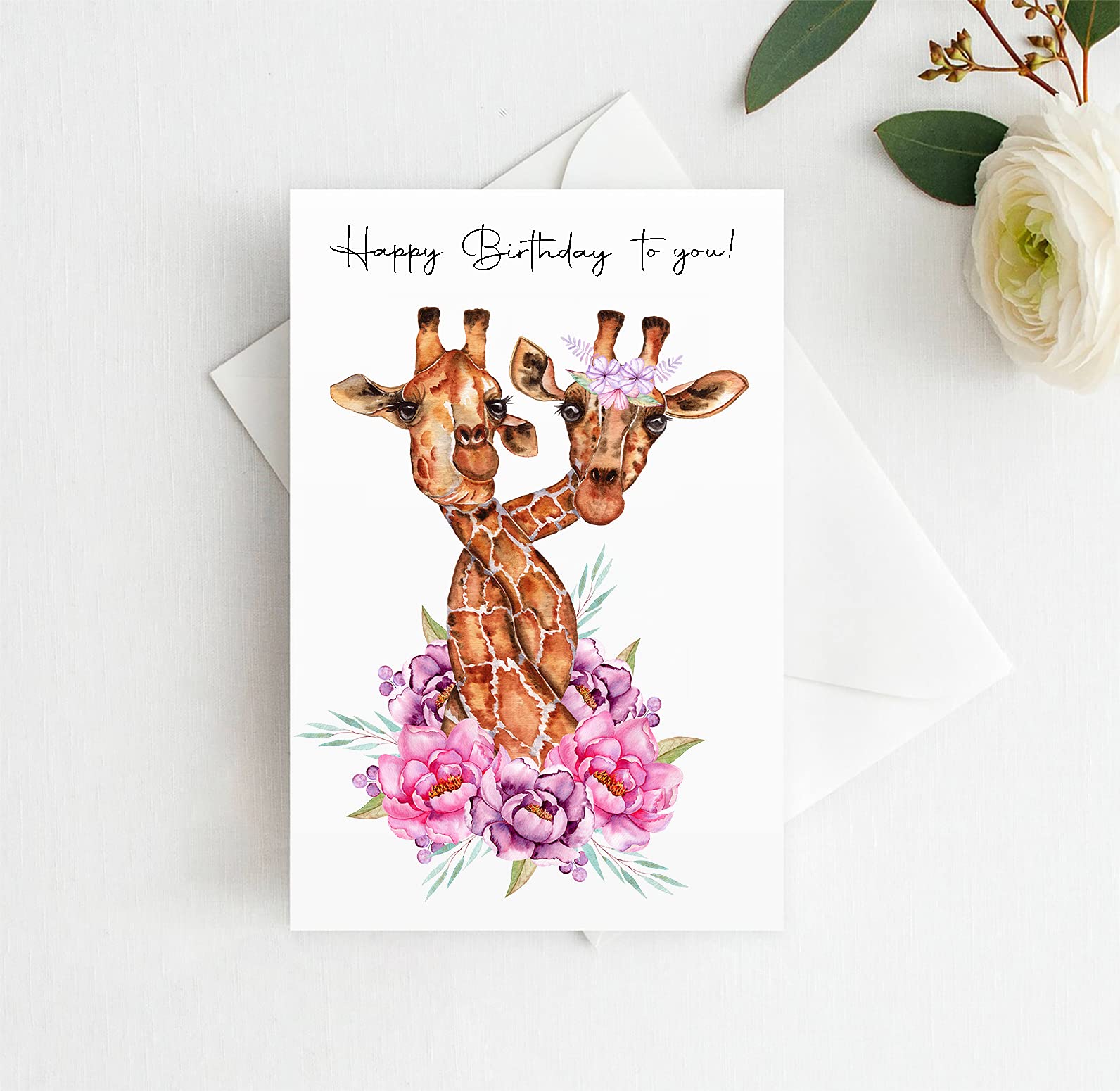 Funny Giraffe Birthday Card for Men & Women - 5x7 Folded Greeting Card with Cute Animal Design | Perfect Gift for Birthday Parties, Office Celebrations & Special Occasions