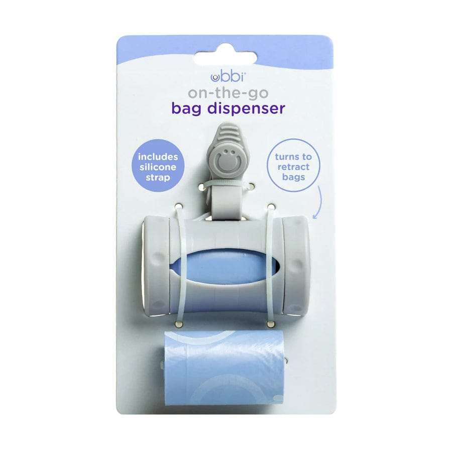 Ubbi On The Go Bag Dispenser - Portable Dog Waste Bag Holder for Travel & Outdoor Use - Convenient Leash Attachment for Easy Cleanup While Walking Your Pet