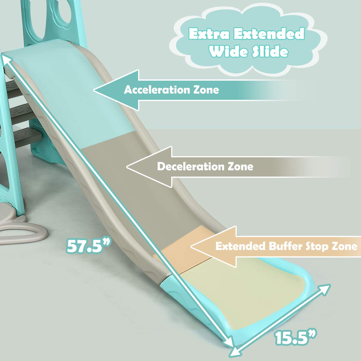 Costzon 4-in-1 Toddler Slide & Swing Set - Indoor/Outdoor Baby Playset with Slide, Swing, Climber & Basketball Hoop | Fun Playground Equipment for 1+ Year Old Girls & Boys | Perfect for Backyards, Playrooms & Birthday Gifts