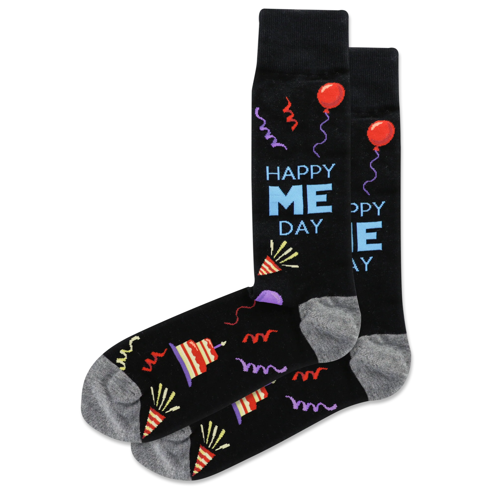 Happy Me Day Socks for Women - Fun & Comfortable Cotton Crew Socks - Perfect for Self-Care, Gifts, and Relaxing at Home