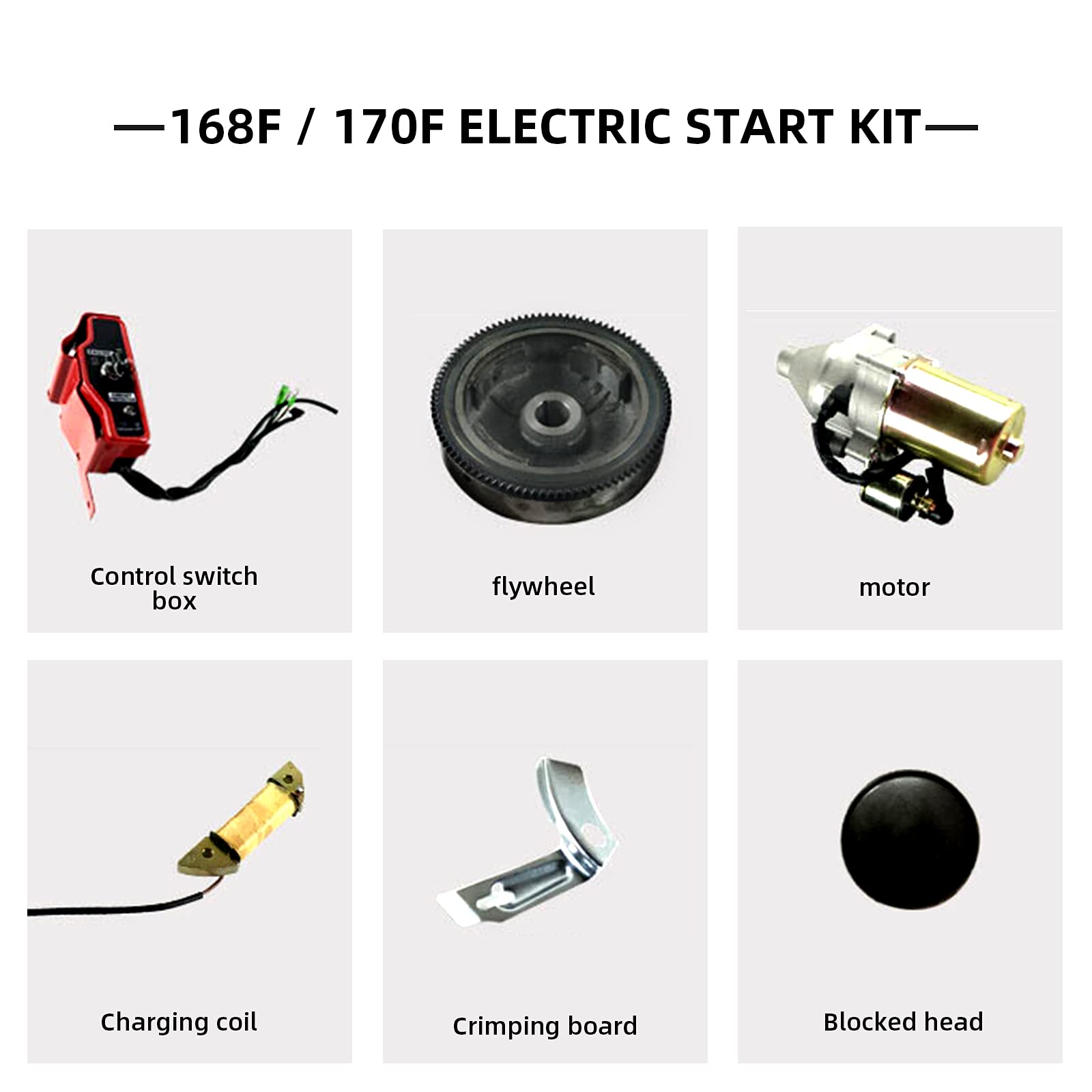 Honda GX340 GX390 Electric Start Conversion Kit - 11HP 13HP Starter Motor, Flywheel, Key Switch, Ignition Coil & Fan Cover Replacement - Perfect for Small Engines in Generators, Pumps & Agricultural Equipment