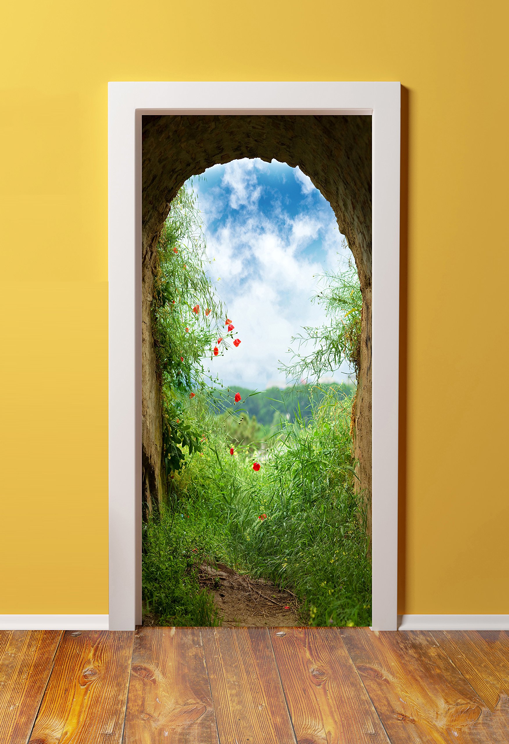 Windowpix DoorPix 36x80 Tuscan Stone Tunnel View Door Mural - Matte Peel & Stick Wallpaper - Bubble-Free Application, Easy to Clean, Durable Home Decor - Perfect for Living Room, Bedroom, or Office Entrance