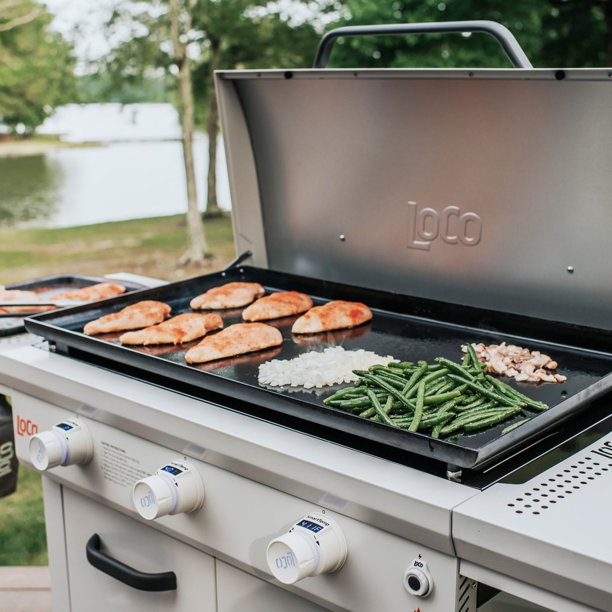LoCo Cookers 3 Burner Flat Top Propane Gas Grill - 36 Inch Outdoor BBQ Griddle for Backyard, Camping & Tailgating | Heavy-Duty Stainless Steel Cooking Surface
