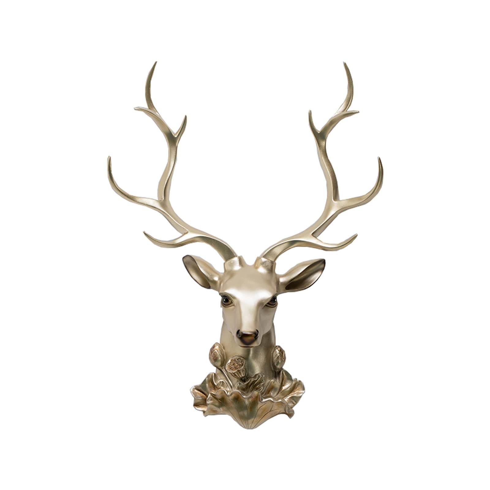 Golden Deer Head Wall Decor - Artificial Resin Animal Head Sculpture for Living Room, Bedroom, Office - Small Geometric Deer Trophy for Rustic, Farmhouse & Modern Home Decor