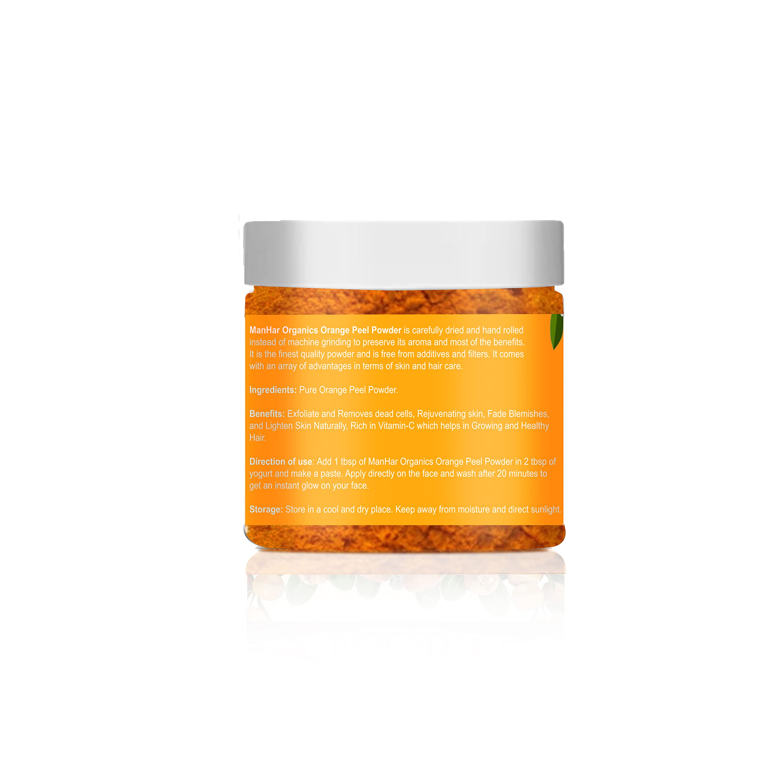 Organic Orange Peel Powder for Face - 100g with Vitamin C & Antioxidants | Brightening & Cleansing Facial Mask | DIY Skincare for Glowing Skin