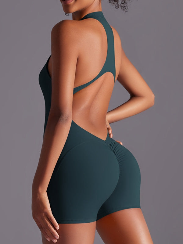 ZASUWA Women's Sexy Backless Zipper Romper with Scrunch Bum - Perfect for Beach, Club, and Summer Outfits