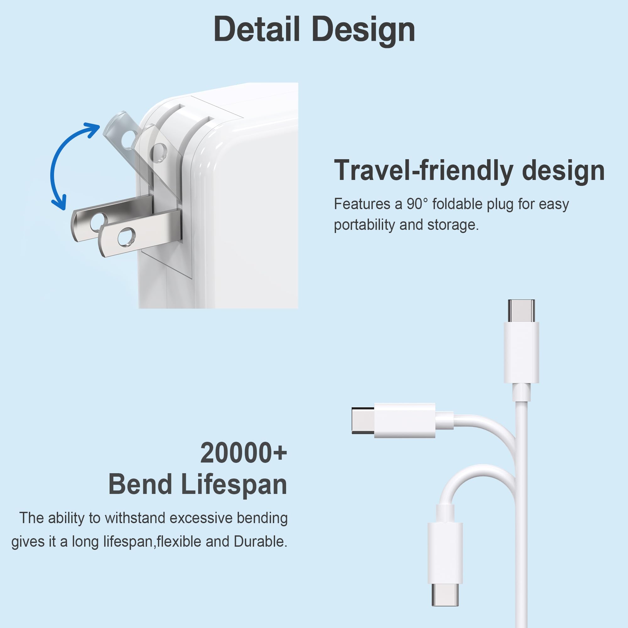 96W USB C Fast Charger for MacBook Pro 16/15/14/13 inch (2023-2018), MacBook Air & iPad Pro | Type-C Power Adapter with PD 3.0 | Perfect for Travel, Office & Home Use