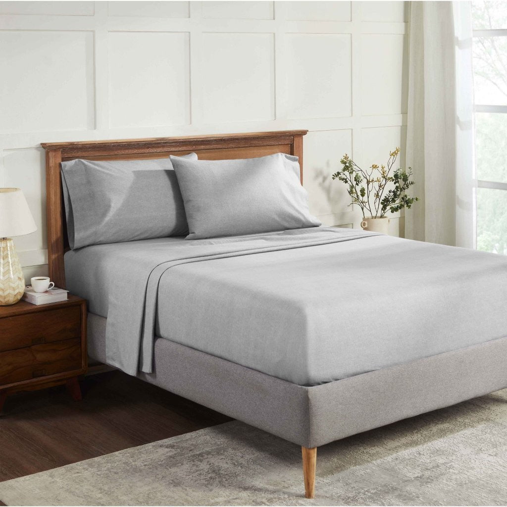 Premium Melange Flannel Cotton Two-Toned Brushed Deep Pocket Sheet Set - Ultra Soft & Cozy for Winter Nights, Perfect for Bedroom Comfort & Warmth
