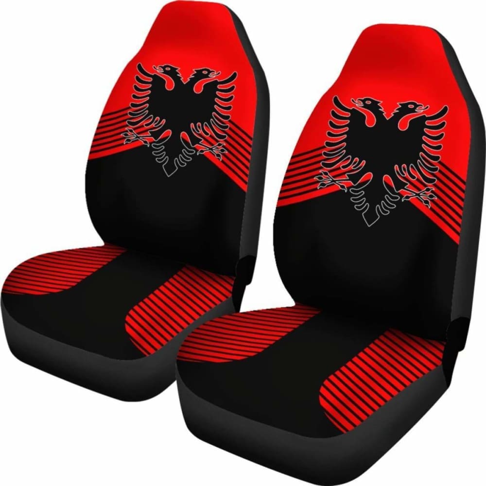 Premium Albania Coat Of Arms Embroidered Car Seat Covers - Durable & Stylish for SUVs, Trucks & Sedans - Perfect for Albanian Pride & Car Protection