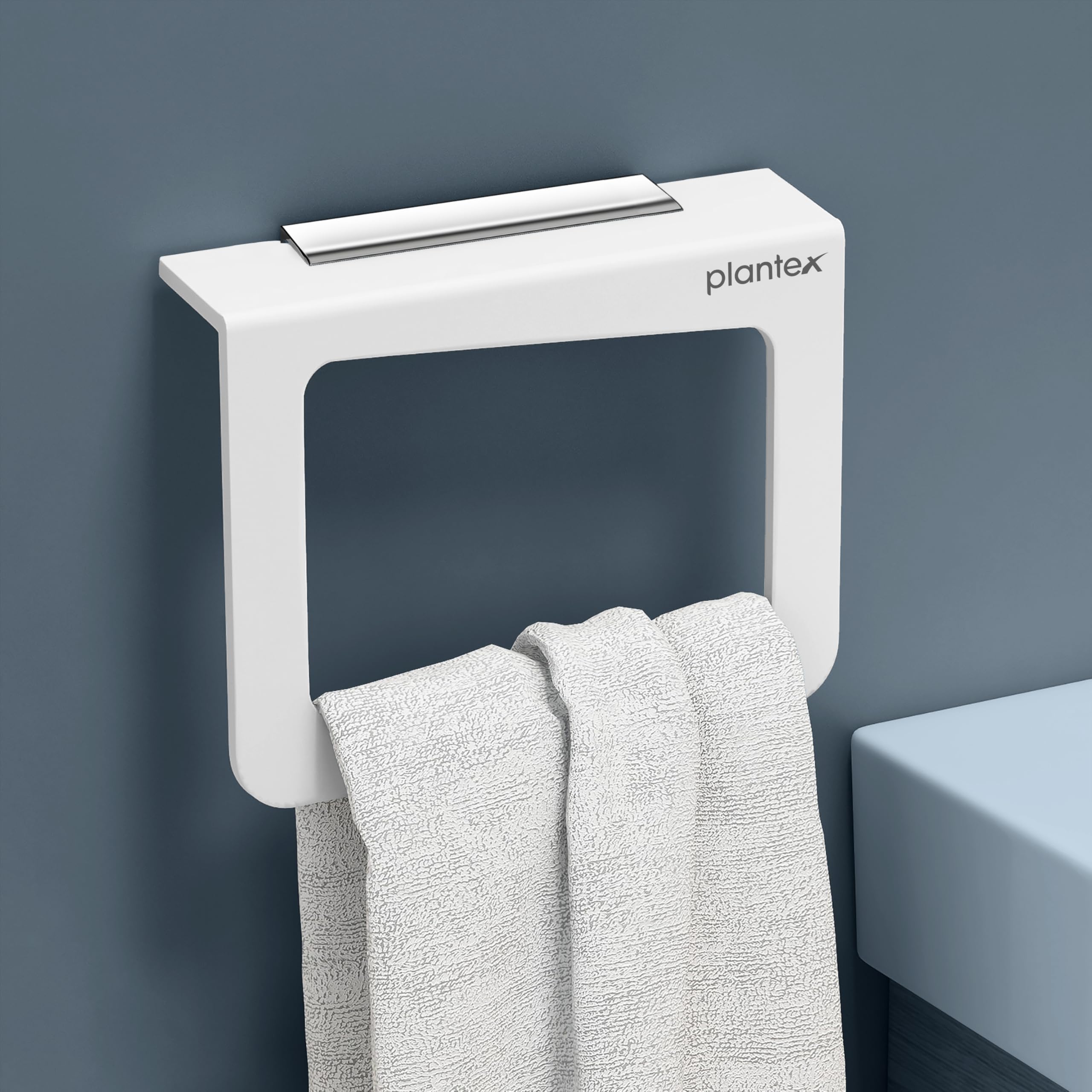 Plantex Acrylic Towel Holder - Modern Square White Bathroom & Kitchen Accessory for Hand Towels, Napkins & Wash Basins | Perfect for Bathroom Organization & Kitchen Decor