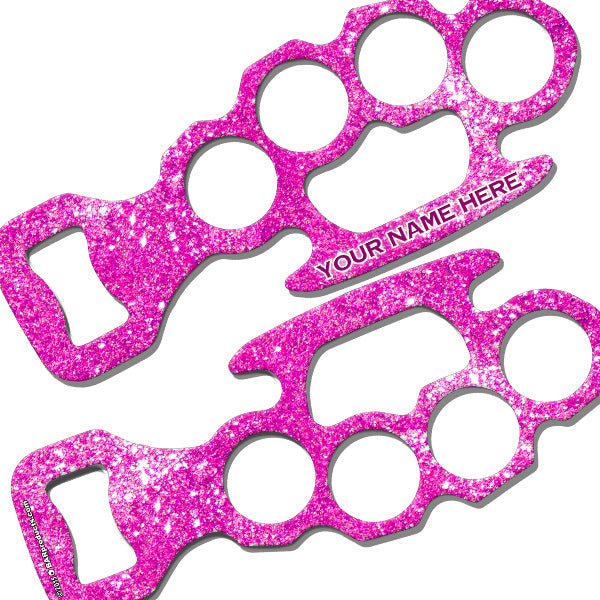 Personalized Knuckle Buster Bottle Opener with Glitter - Custom Name Bottle Opener for Parties, Bars, and Outdoor Events
