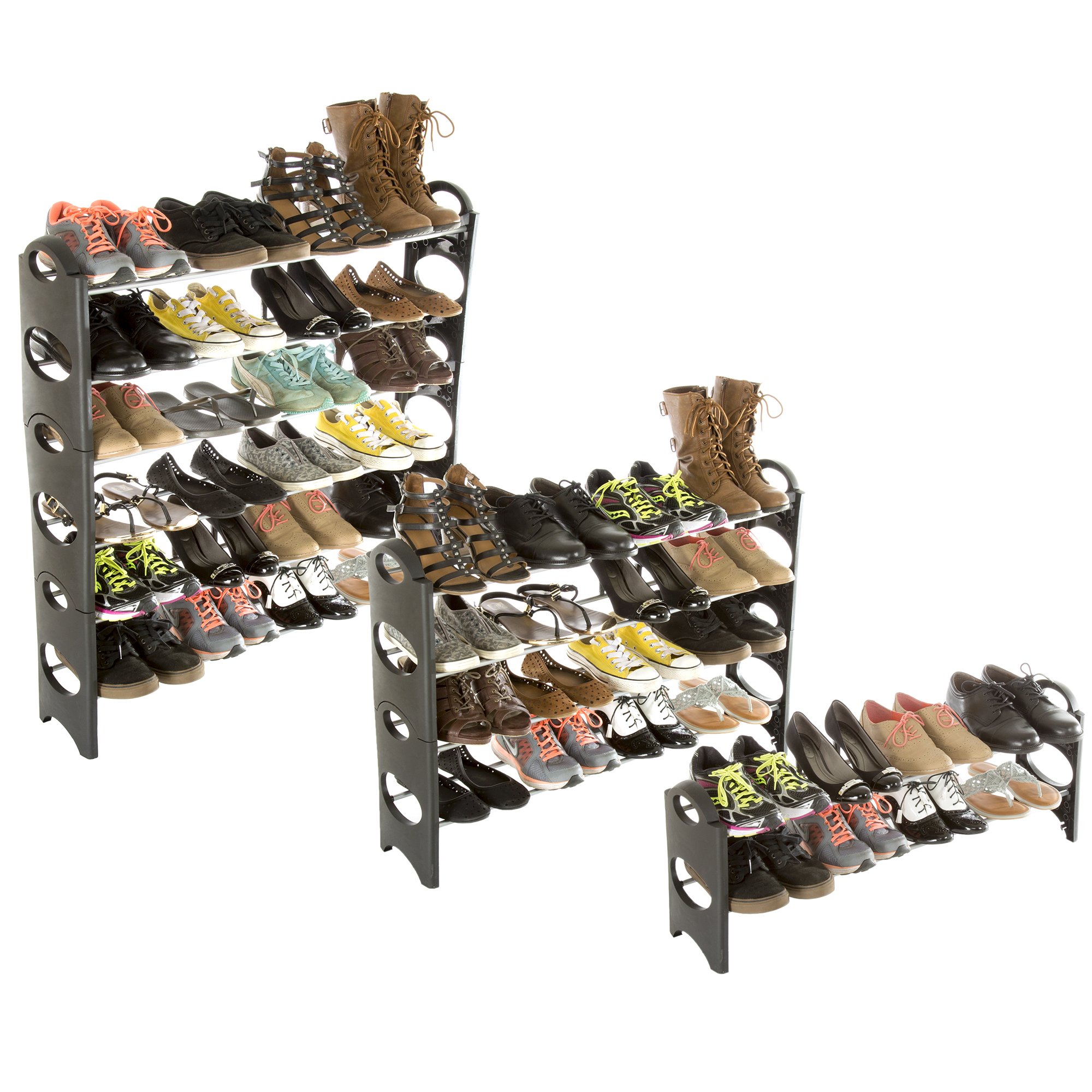 6-Tier Stackable Shoe Rack Organizer - Holds 24 Pairs of Sneakers, Heels & Boots - Space Saving Shoe Shelf for Closet, Entryway, Bathroom - Perfect for Small Apartments & Dorm Rooms