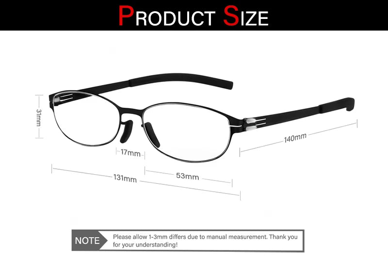 Aimee Women's Full Rim Oval Screwless Stainless Steel Eyeglasses Frame 2003 - Lightweight & Durable for Work, Reading, and Fashion Accessories