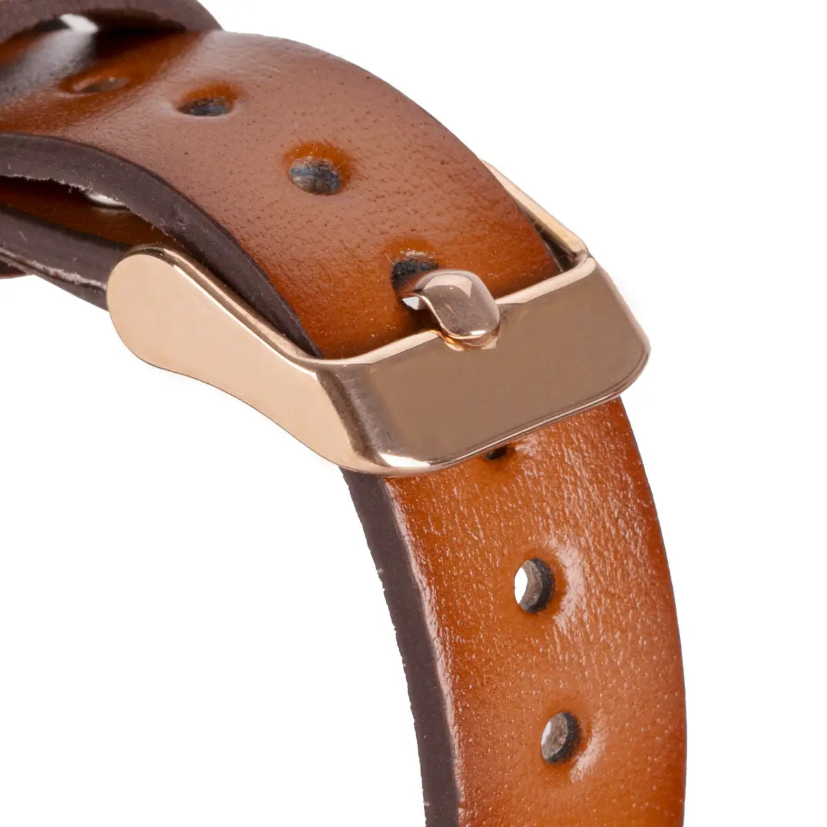 Premium Brown Leather Ultra Slim Apple Watch Band with Silver Rivet - Stylish & Durable Replacement Strap for Work, Gym & Everyday Wear