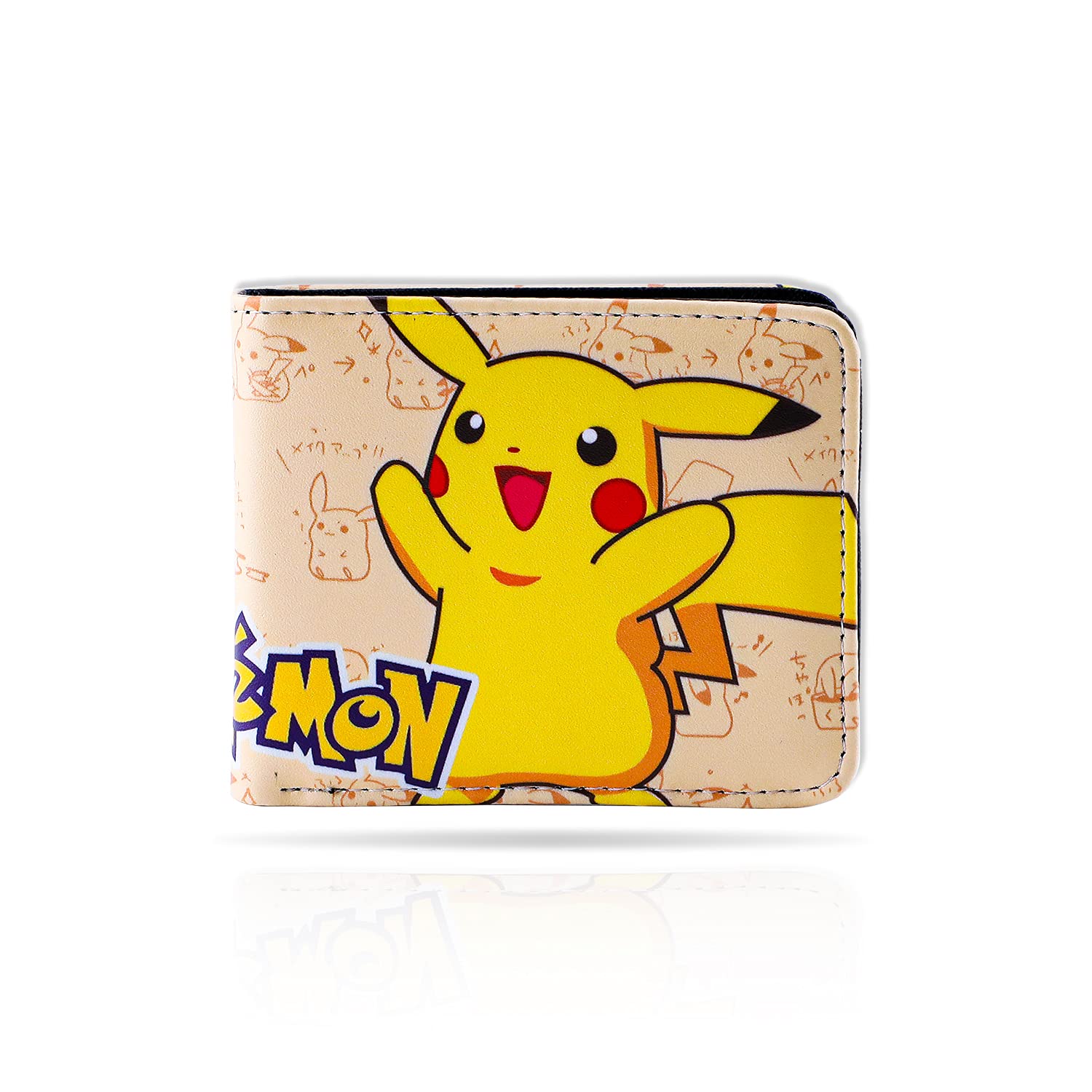 Anime Pikachu Bifold Leather Wallet for Boys & Girls - Credit Card Holder & Coin Purse - Cute Pokemon Wallet for Teens & Kids - Perfect for School, Travel & Everyday Use
