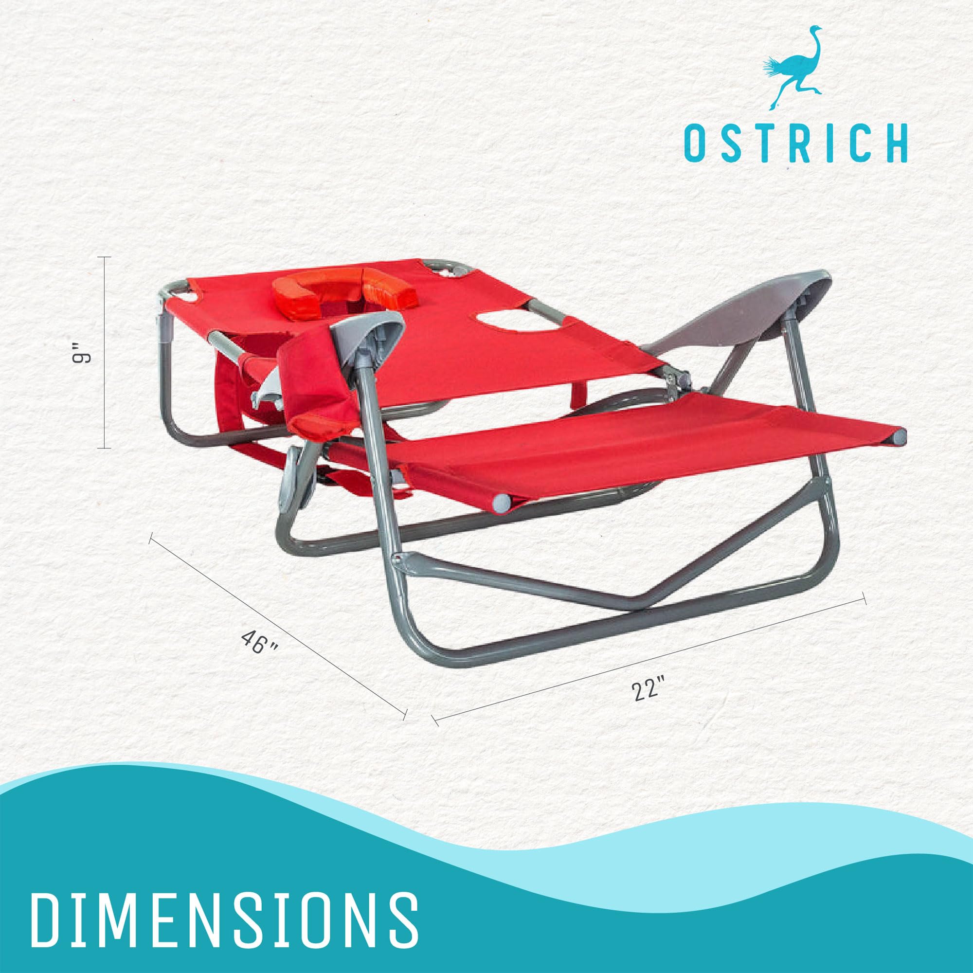 Portable Folding Reclining Camping Chair - 9.6lbs Lightweight Outdoor Lawn Chair with 5 Adjustable Positions, Red (4 Pack) - Perfect for Beach, Backyard, Picnics & Camping Trips