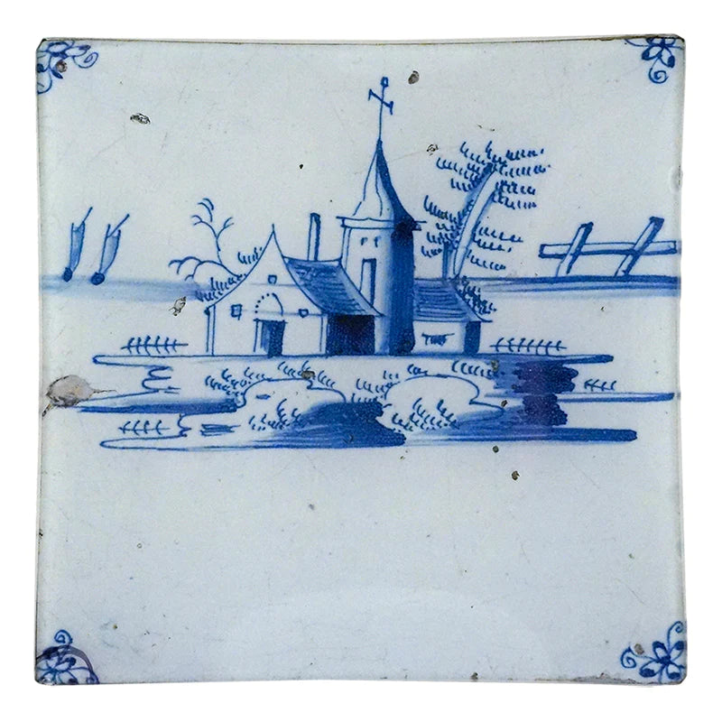 Hand-Painted Delft Blue Ceramic Tiles - Dutch Church Design Home Decor for Kitchen Backsplash, Bathroom Wall & Fireplace Surround
