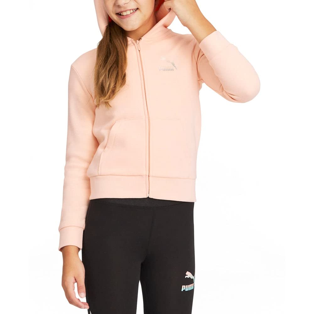 Puma Kids Girls Gloaming Pack Zip Up Hoodie - Pink | Casual Full Zip Hooded Sweatshirt for Girls | Perfect for School, Playdates & Outdoor Activities