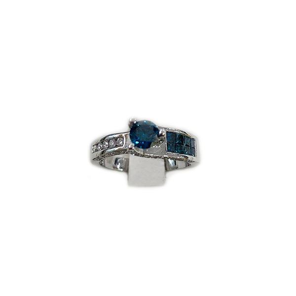 14K White Gold Blue Diamond Ring for Women - Elegant Engagement, Wedding, Anniversary Jewelry Gift - Perfect for Proposals, Special Occasions & Everyday Luxury