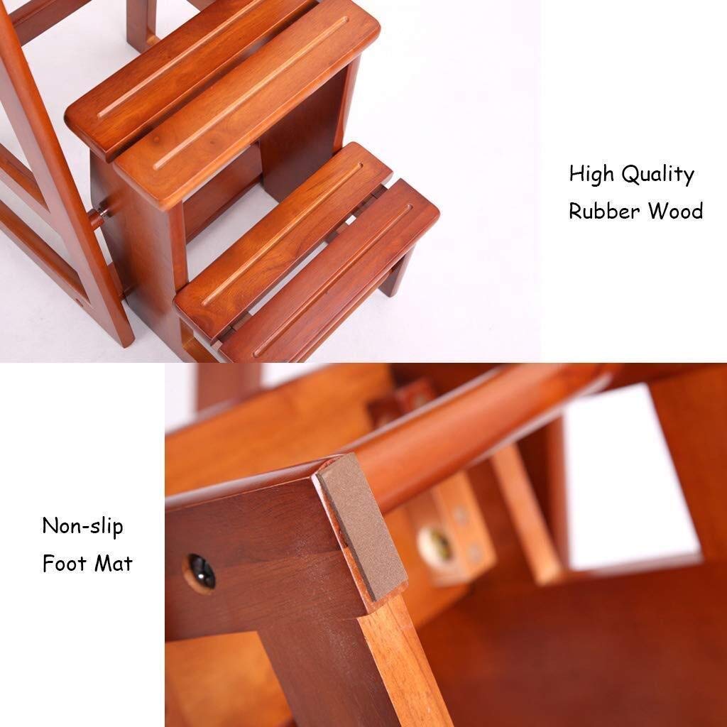 FADUNI Foldable Wooden Step Stool for Indoor Use - Solid Wood Climbing Stool, Portable Flower Stand, Multifunctional Ladder Chair - Perfect for Home, Kitchen, Bathroom, and Gardening