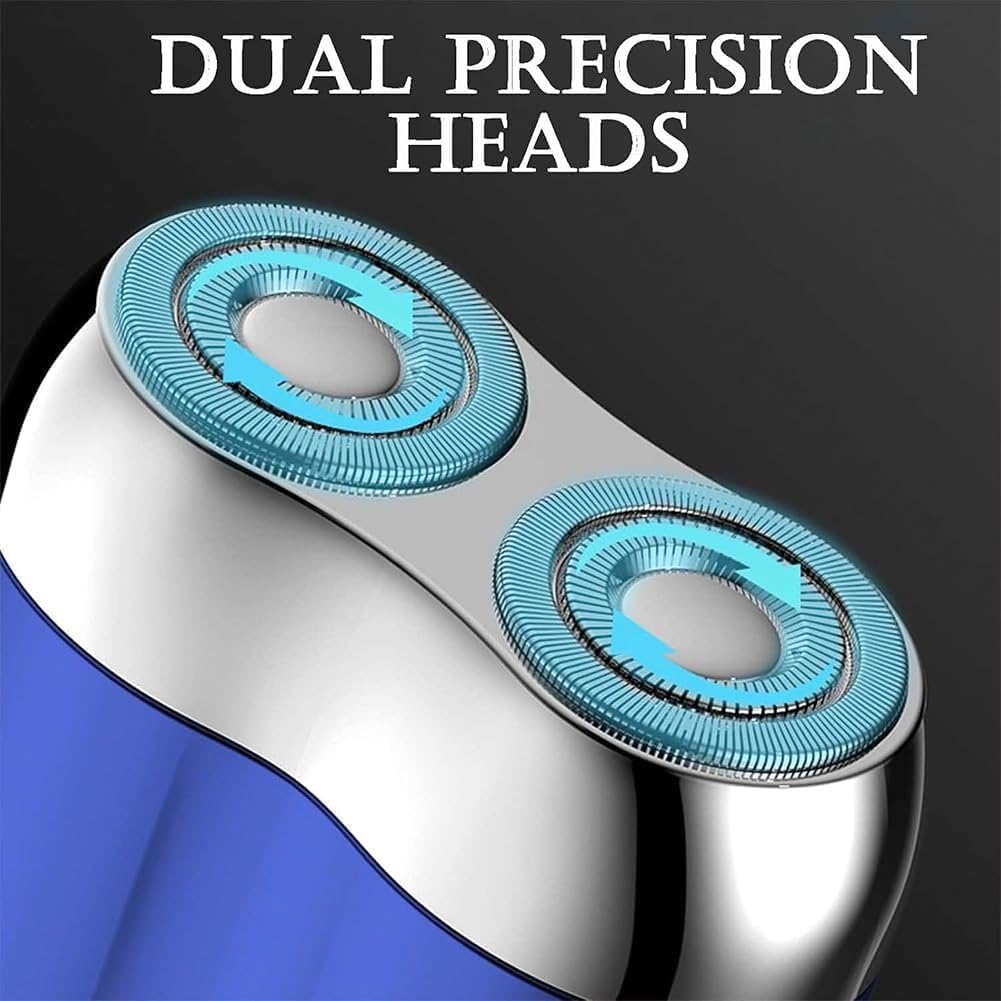 Jacooba Electric Razor for Men - 2025 Upgraded Mini Dual-Head Shaver with Washable Design, Portable Silver Trimmer for Travel & Daily Use | Perfect for Home, Office & Gym