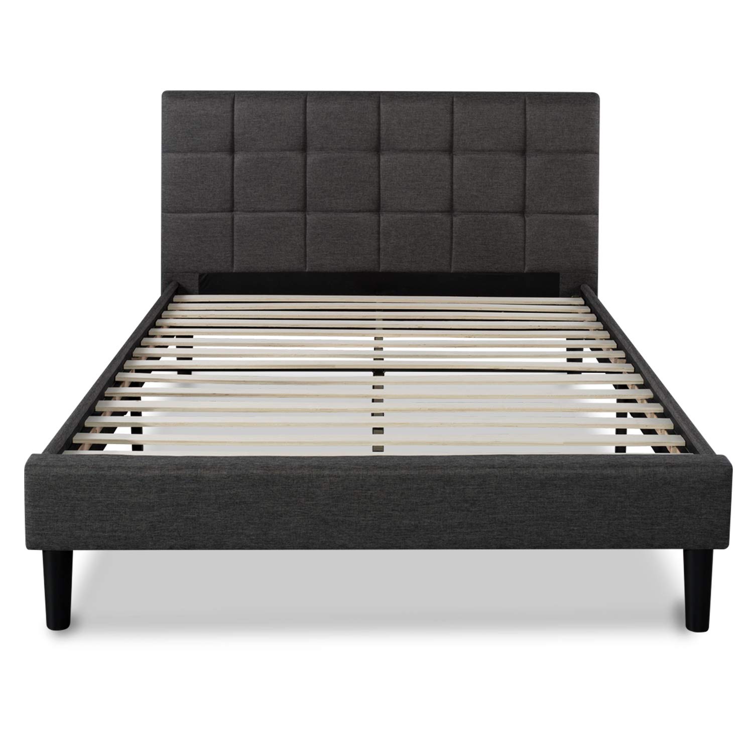 ZINUS Lottie Upholstered Platform Bed Frame with Wood Slat Support - Full Size Grey Mattress Foundation, No Box Spring Needed, Easy Assembly - Perfect for Modern Bedrooms, Guest Rooms & Small Spaces