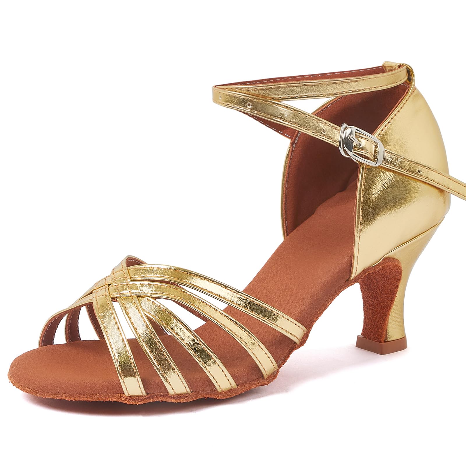 iCKER Women's Latin Dance Shoes - Heeled Ballroom Salsa Tango Party Sequin Shoes for Weddings, Performances, and Social Dancing