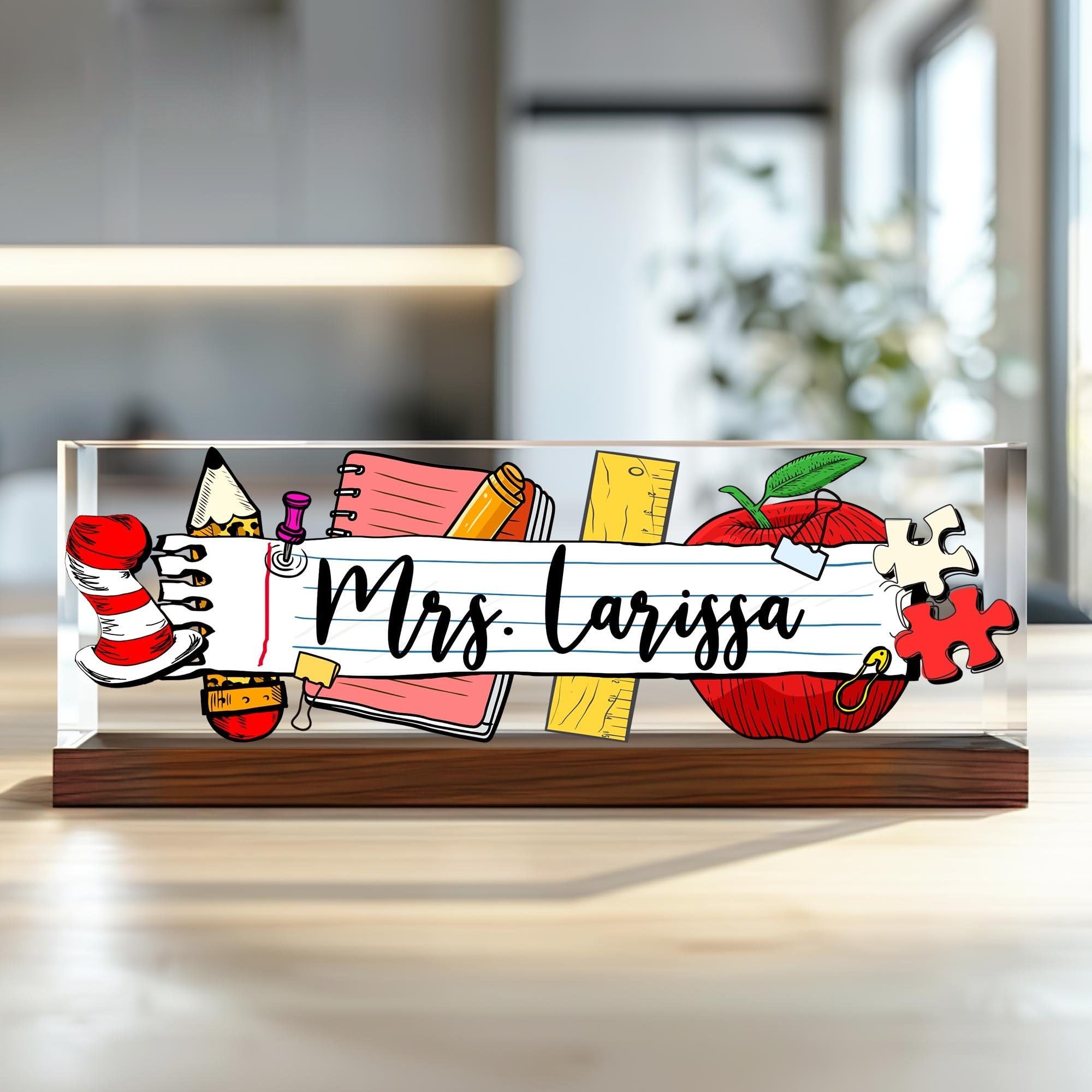 Personalized Teacher Name Plate for Desk - Custom Engraved Sign, Back to School Gift for Teachers, Classroom Decor & School Desk Supplies | Perfect for Teacher Appreciation, Classroom Organization & Office Decor