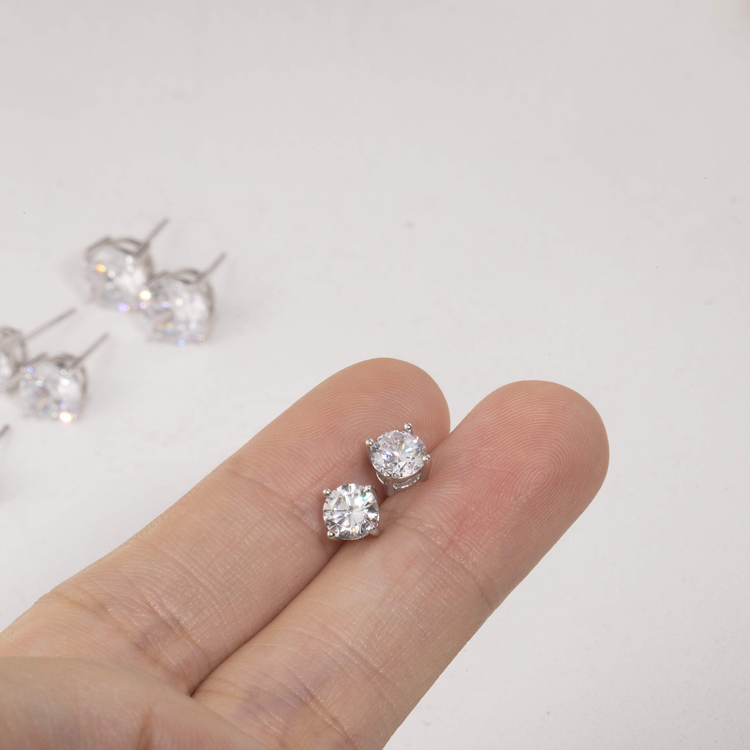 S.Leaf 1.5ct Cubic Zirconia Stud Earrings for Women - Hypoallergenic Sterling Silver Flat Back Earrings with Secure Locking Mechanism | Perfect for Weddings, Parties & Everyday Elegance