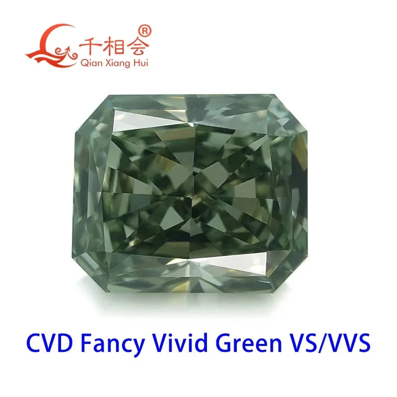 1.2ct VS1 CVD Lab-Grown Diamond - Fancy Vivid Green Radiant Shape GEMID Certified Loose Stone for Engagement Rings & Fine Jewelry