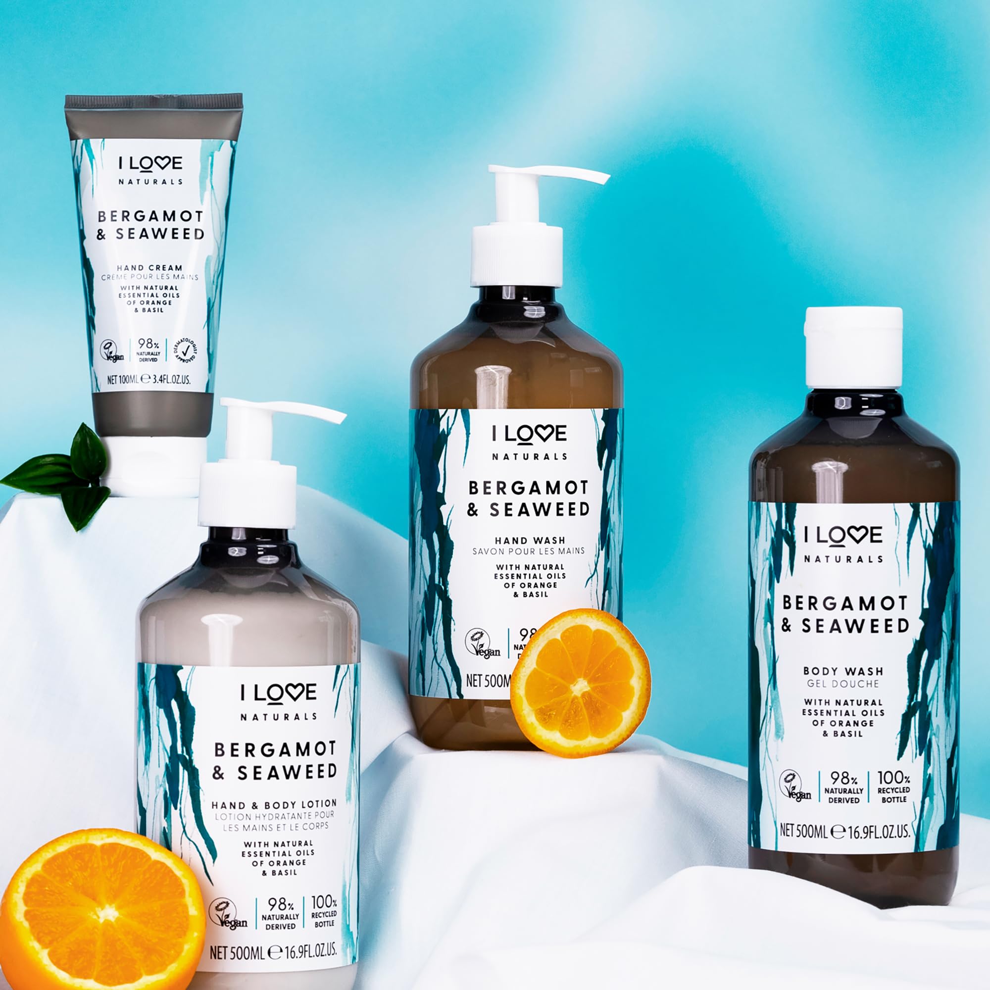 I Love Naturals Bergamot & Seaweed Hand & Body Lotion - Moisturizing Cream for Dry Skin with Coconut Oil & Shea Butter - 16.9 oz - Hydrating Lotion for Daily Use, After Shower & Nighttime Skincare