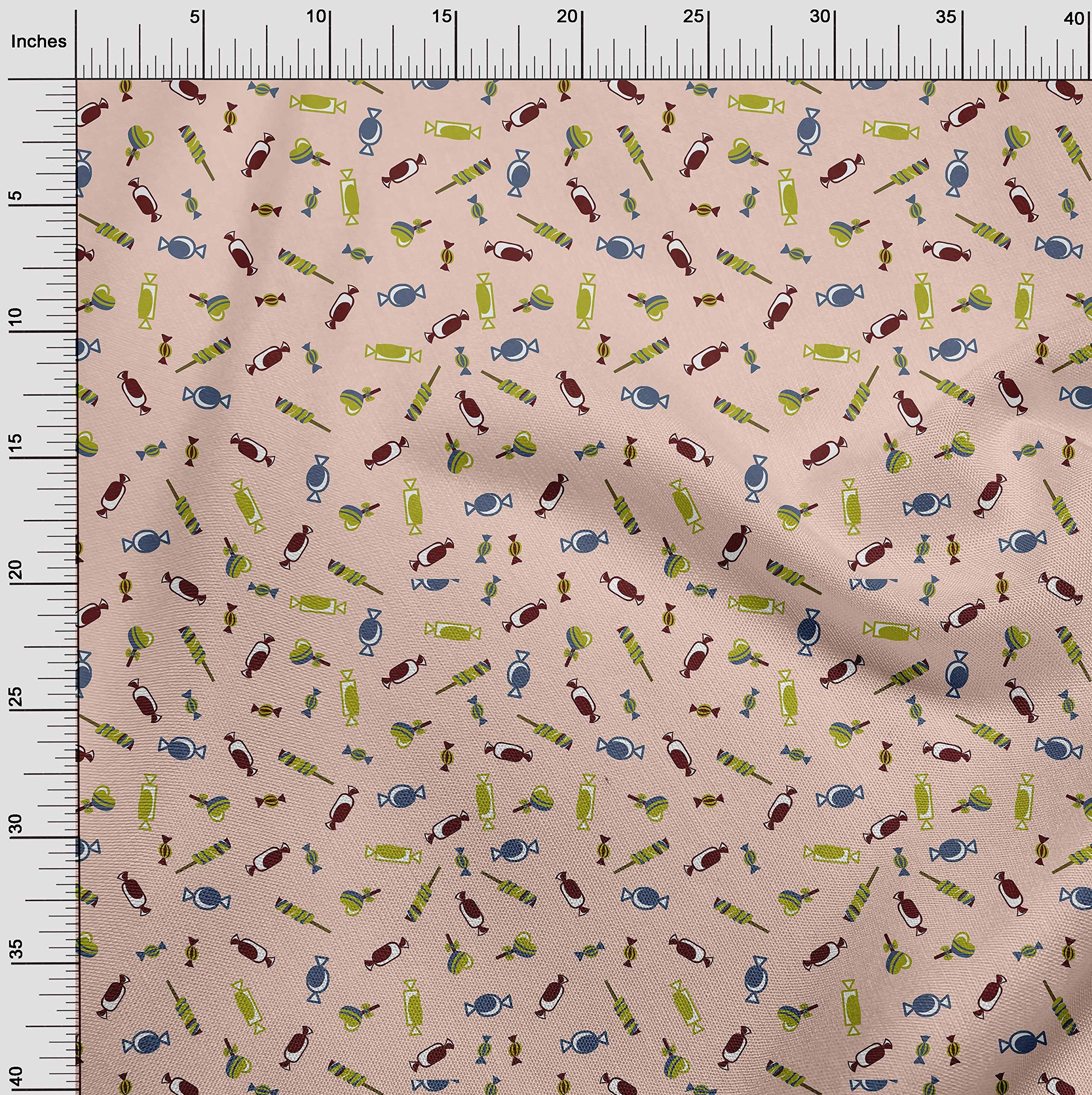 oneOone Georgette Viscose Light Brown Candy Stick Print Fabric - 42 Inch Wide by The Yard for Kids Quilting & Sewing Projects | Perfect for DIY Crafts, Dressmaking, and Home Decor