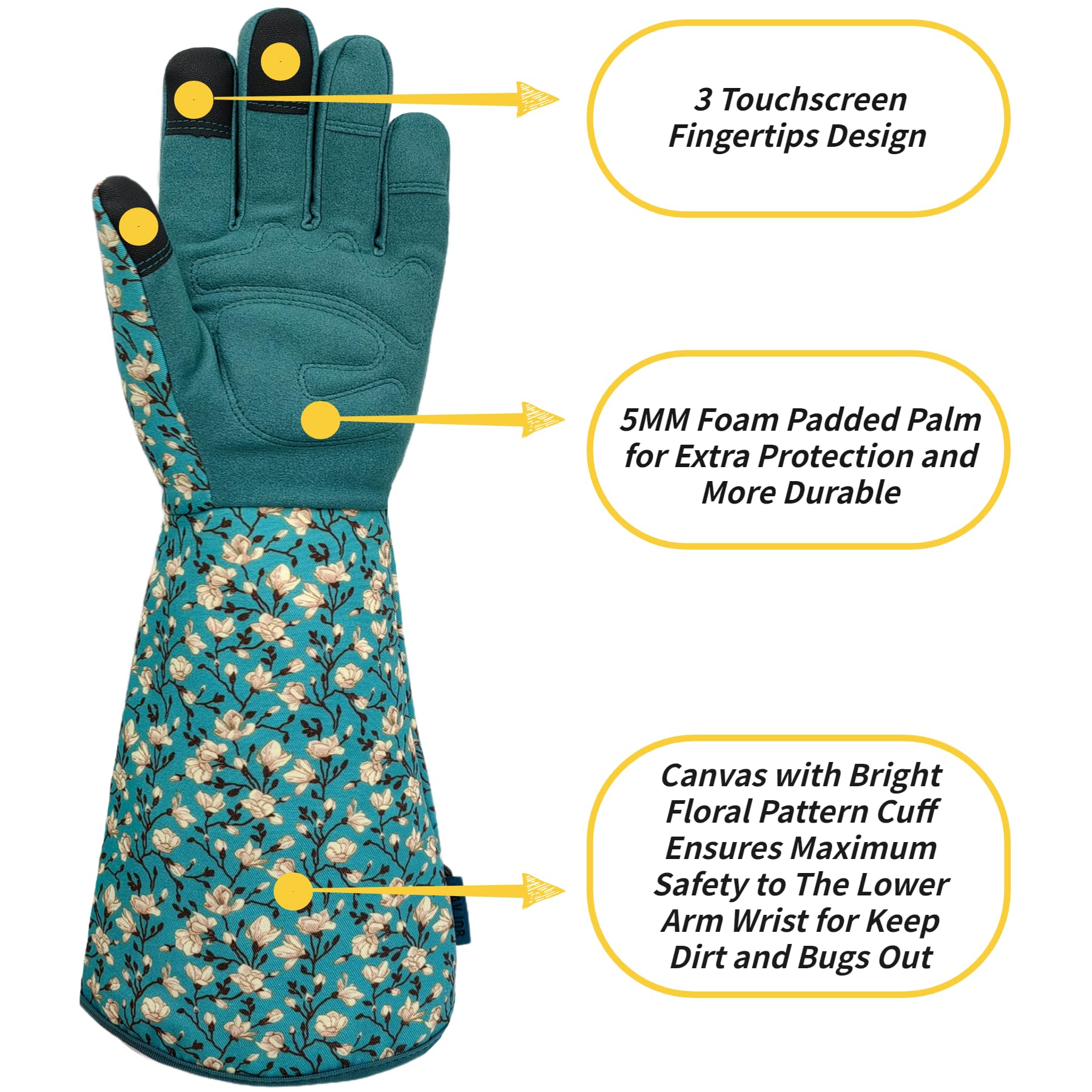 Durable Gardening Gloves with Touchscreen - Long Cuff Work Gloves for Rose Pruning & Outdoor Tasks - Perfect Gifts for Women & Men - Ideal for Gardening, Landscaping, and Farm Work
