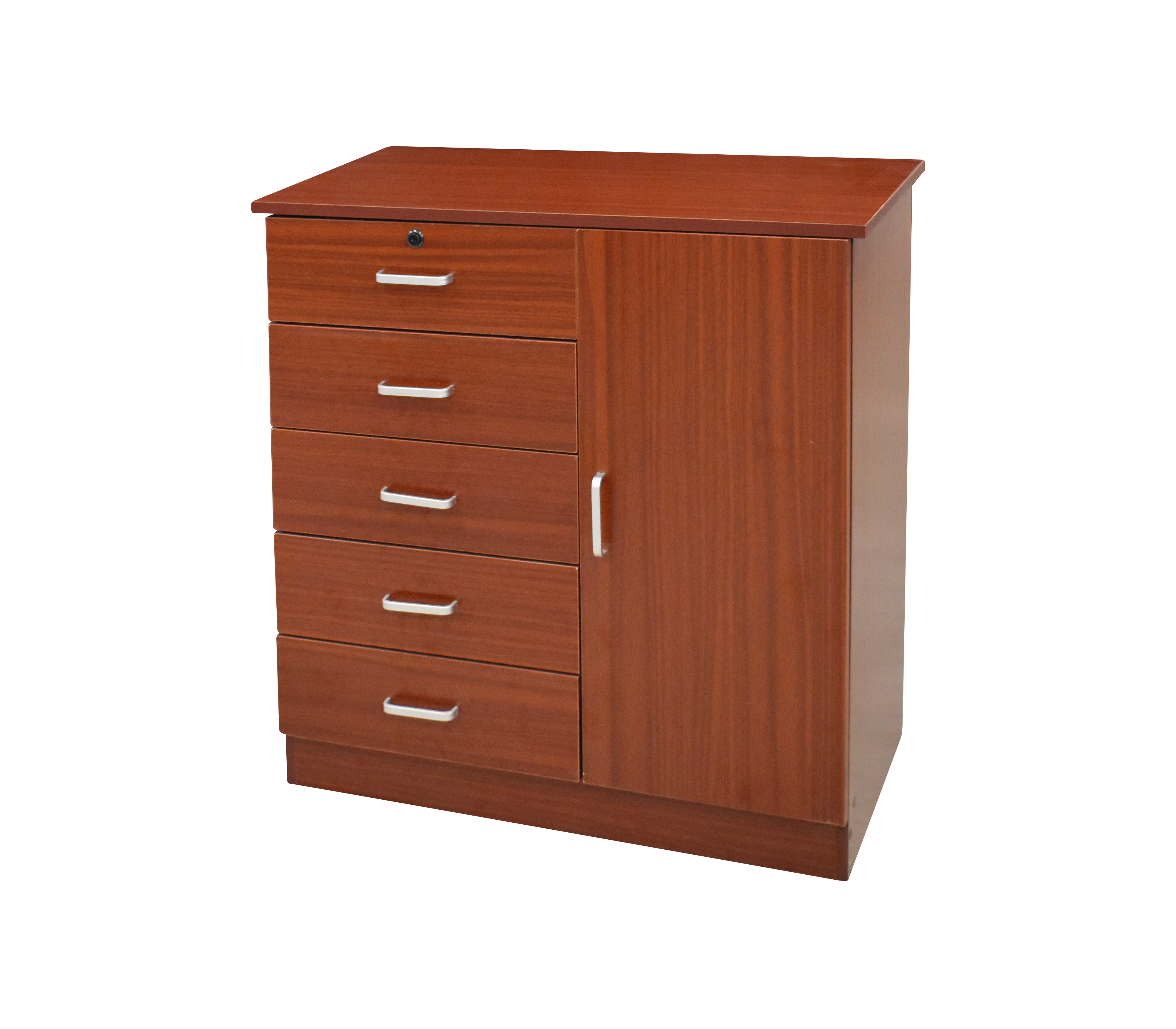 5-Drawer Sapeli Wood Cabinet with Door - Stylish Storage Solution for Home, Office & Bedroom Organization