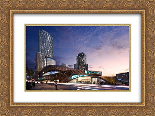 Barclays Center 2X Matted 24x18 Gold Ornate Framed Art Print - Stadium Series Wall Decor for Sports Fans, Home & Office Decoration