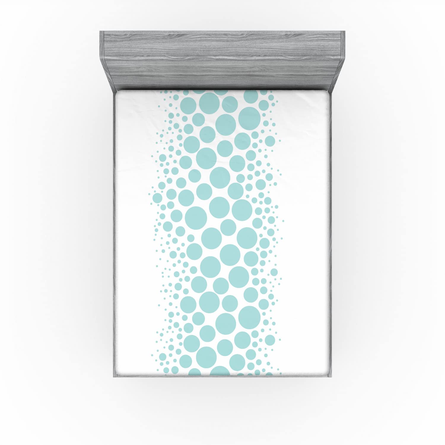 Ambesonne Under The Sea Fitted Queen Sheet - Ocean Dive Inspired Geometric Bubble Print - Deep Pocket Elastic All Around - Sky Blue & White Bed Cover - Perfect for Beach Themed Bedrooms & Coastal Decor