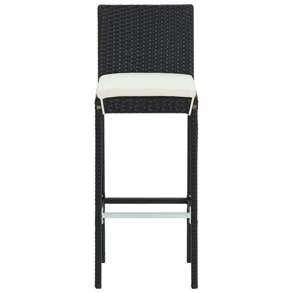 4-Piece Black Poly Rattan Garden Bar Stools with Cushions - Perfect for Outdoor Patio, Deck, Poolside & Backyard Relaxation