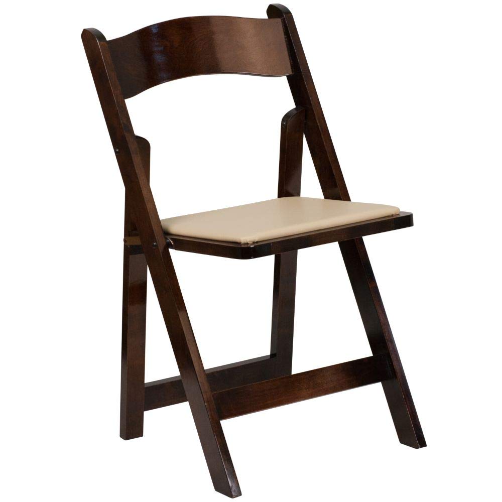 Flash Furniture 4-Pack HERCULES Series Solid Wood Folding Chairs with Vinyl Padded Seat - Sturdy & Comfortable for Dining, Events, Parties, and Outdoor Gatherings