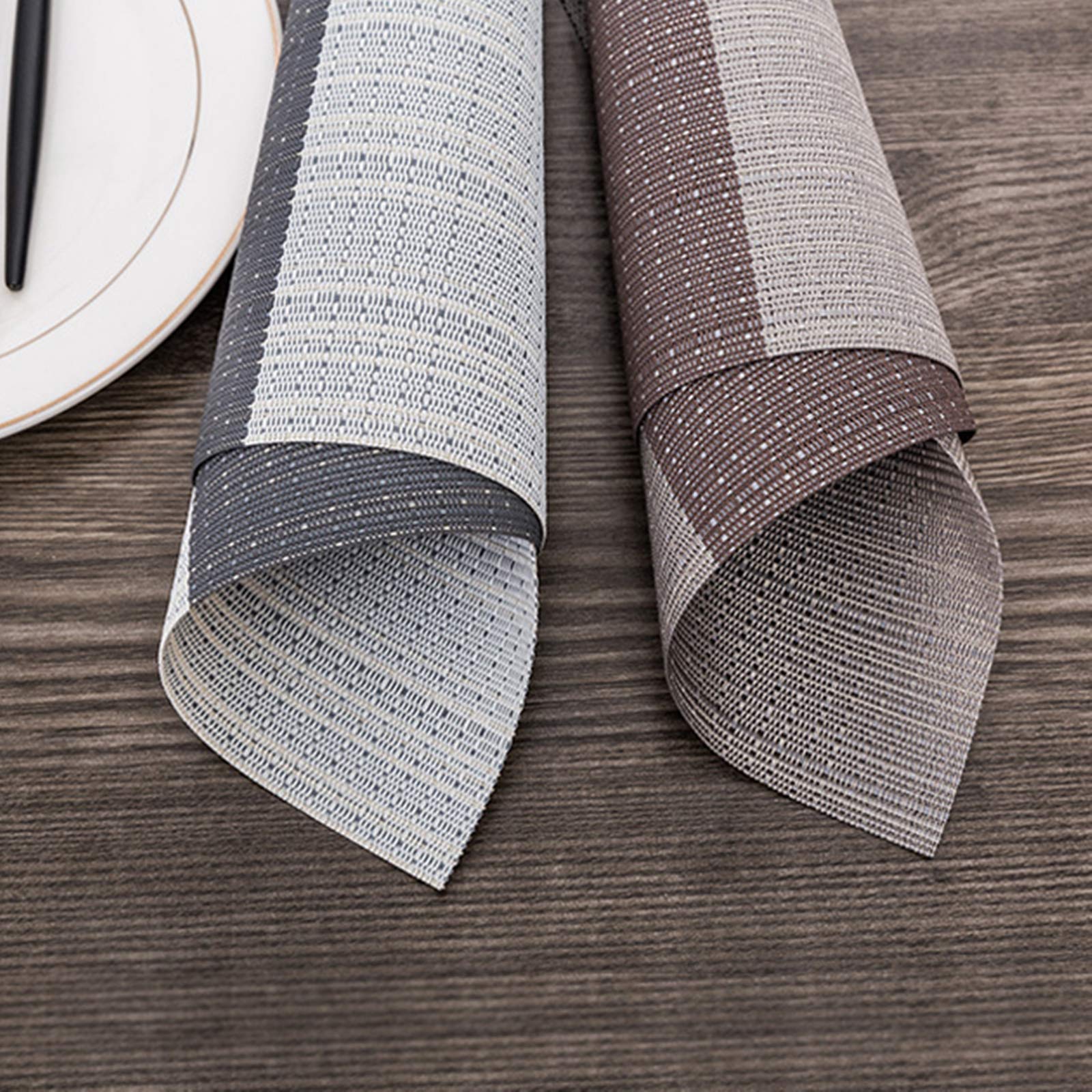 Daesar 6-Piece Heat-Resistant PVC Placemats Set - Non-Skid, Washable Table Mats in Grey & White for Dining, Kitchen, and Party Decor