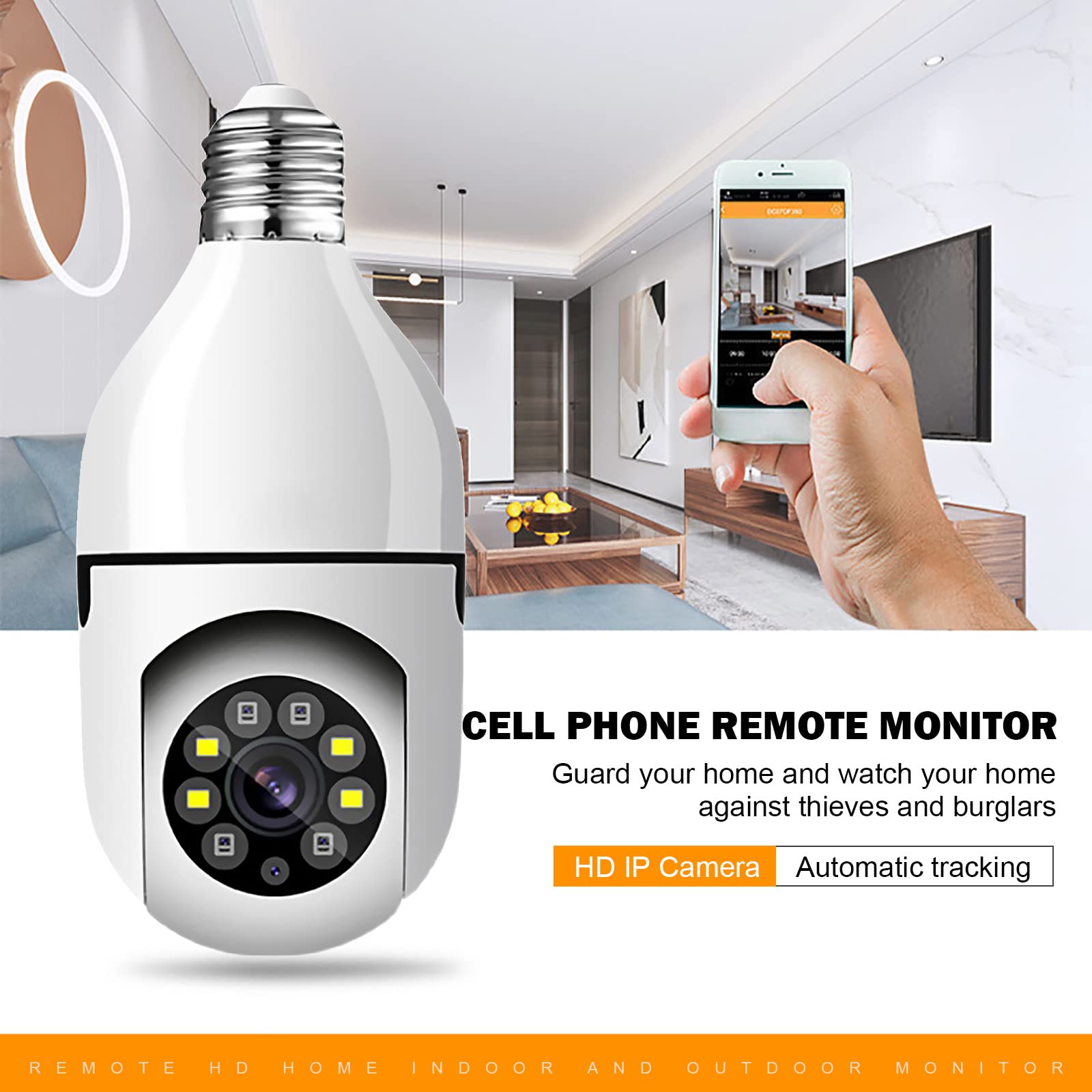 **TTSAM E27 Smart Light Bulb Security Camera - 1080P Full HD WiFi Wireless Indoor/Outdoor Camera with Night Vision & Remote Access - Perfect for Home, Office, and Garage Surveillance**