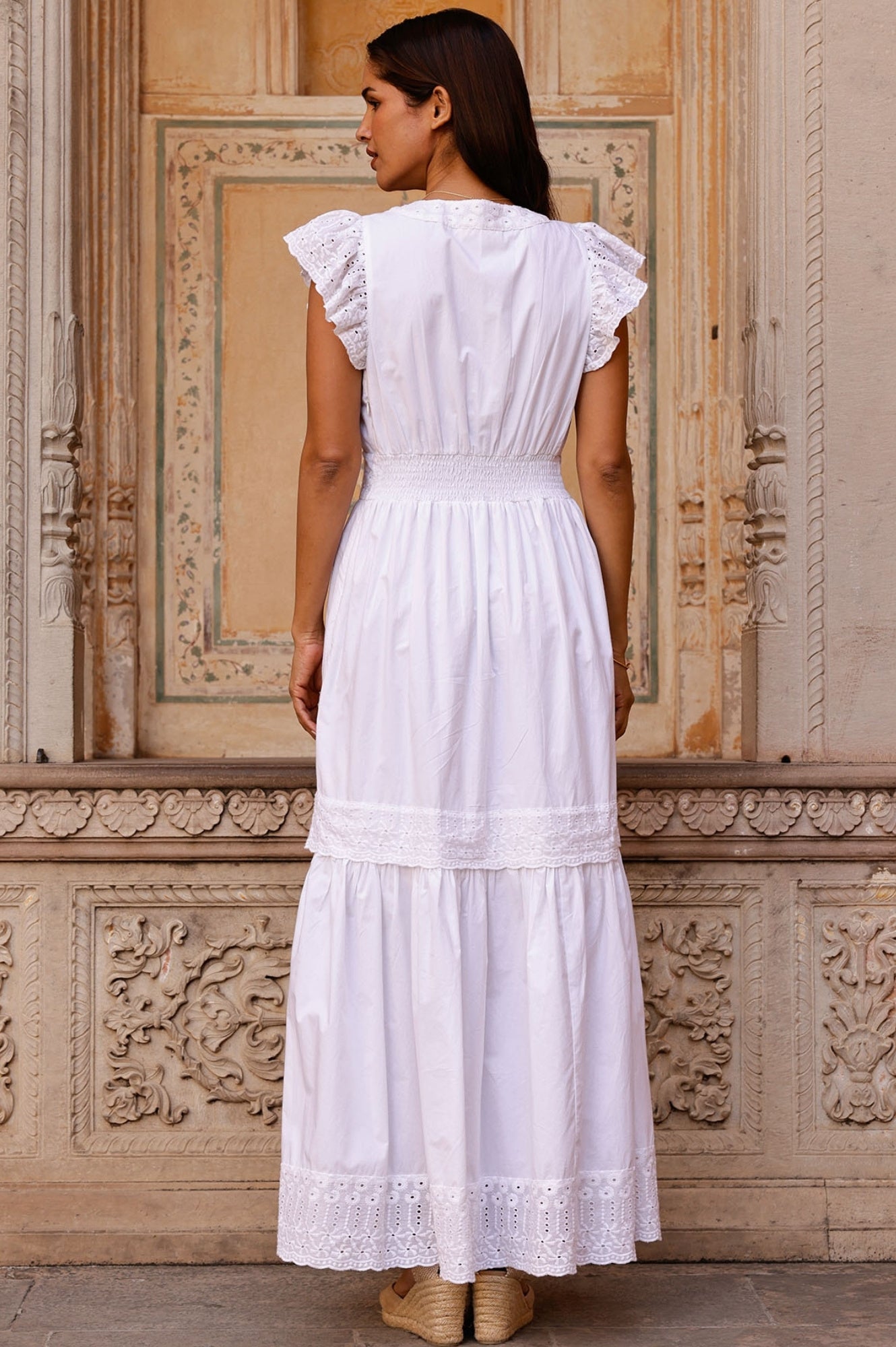 Pippa Embroidered White Dress for Women | Elegant Floral Lace Summer Dress | Perfect for Weddings, Parties & Special Occasions
