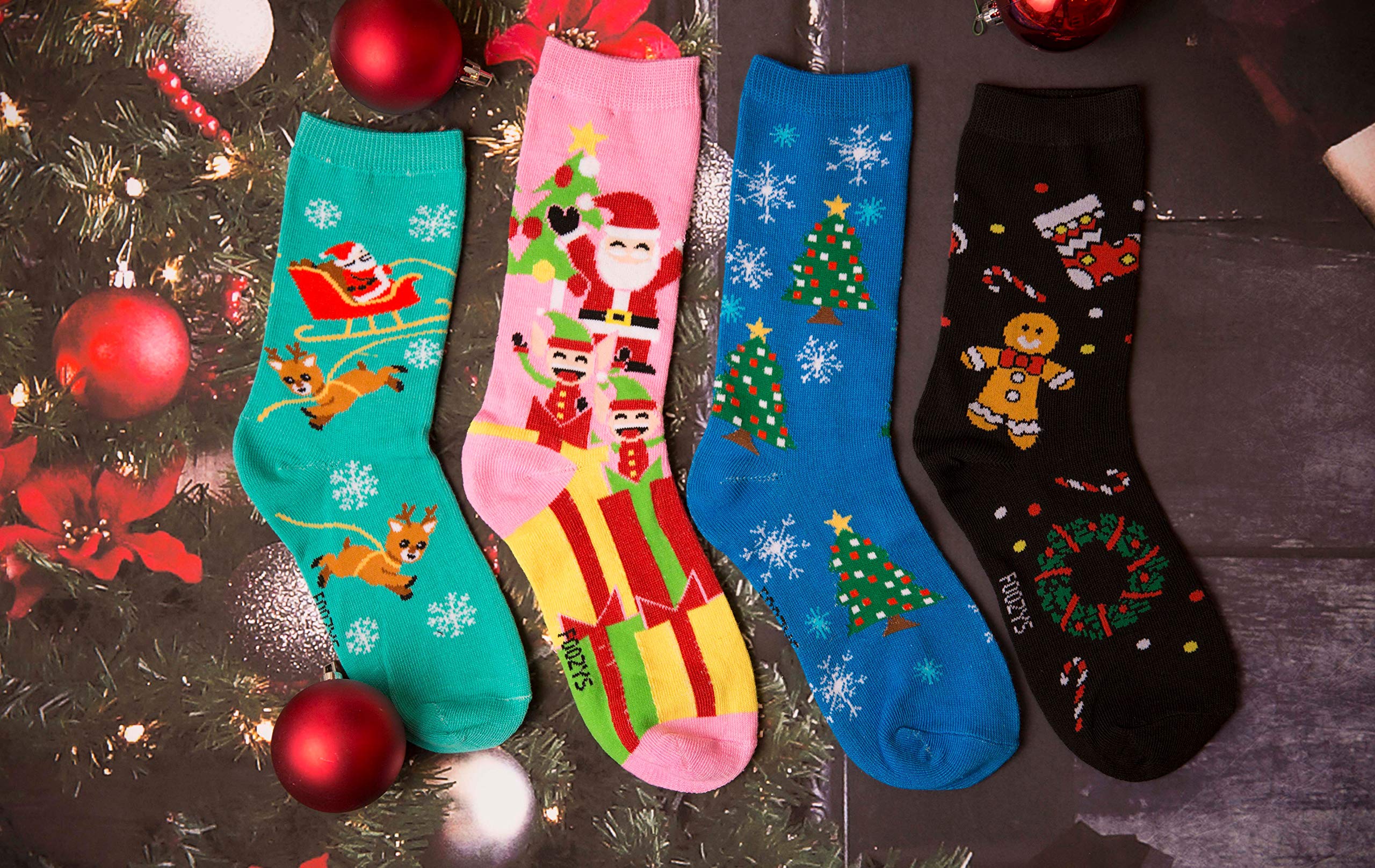 Foozys Women's Holiday Crew Socks - Christmas Novelty Socks for Women - 2 Pairs Pack - Cozy & Festive Winter Socks for Gifts, Parties & Casual Wear