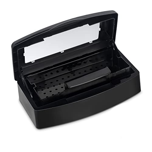 Ranrose Plastic Nail Tray Organizer - Nail Tips Art Tools Clean Box for Salon & SPA, Manicure Equipment Storage Container (Black) | Perfect for Nail Art Cleaning, Salon Tool Organization & Professional Manicure Stations
