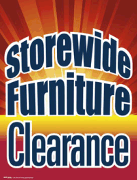 Vinyl Window Sign for Storewide Furniture Clearance Sale - Weatherproof & Eye-Catching Retail Promotion Decals for Shop Windows & Storefronts